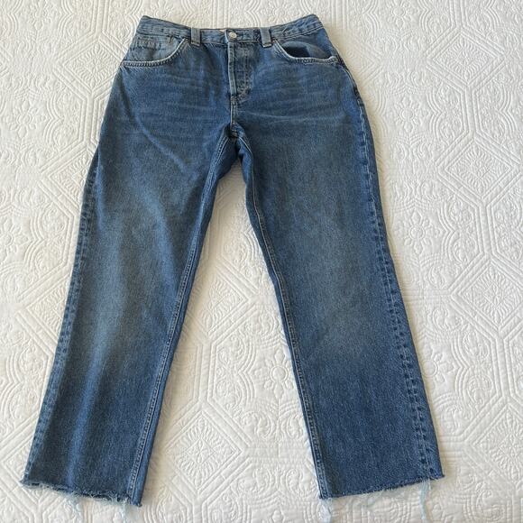 Free People Denim - Free People We the Free CRVY Siren Low Rise Straight Leg Jeans Raw Hem 29